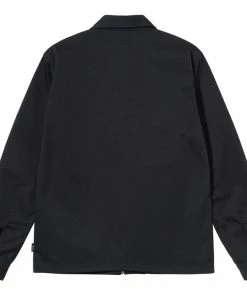 Stussy Zip Up L/S Shirt - Black