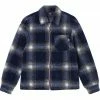 Stussy Shadow Plaid Zip Sherpa - Navy