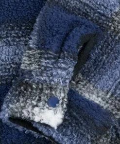 Stussy Shadow Plaid Zip Sherpa - Navy