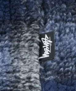 Stussy Shadow Plaid Zip Sherpa - Navy