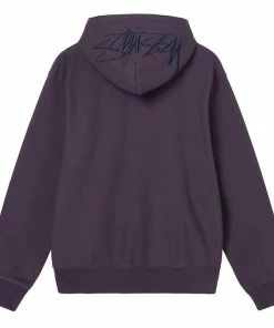 Stussy Back Hood Embroidered Hoodie - Deep Purple