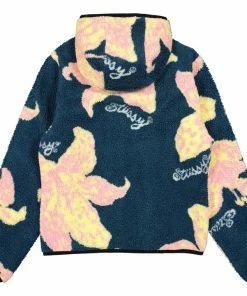 Stussy Floral Sherpa Hood Jacket - Dark Teal