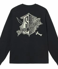 Stussy Shield Pigment Dyed L/S Tee - Black