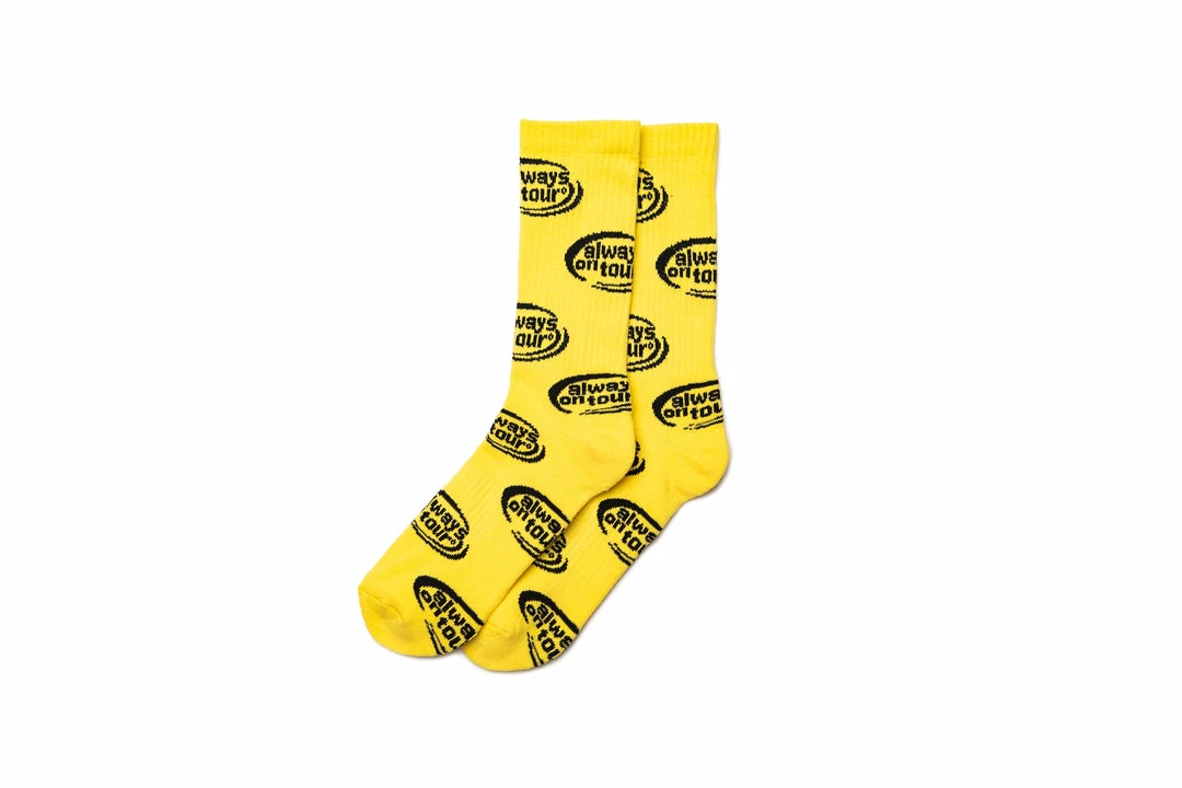 Always On Tour Latest AOT Spinner Socks - Yellow/White 2 Always On Tour Latest AOT Spinner Socks - Yellow/White