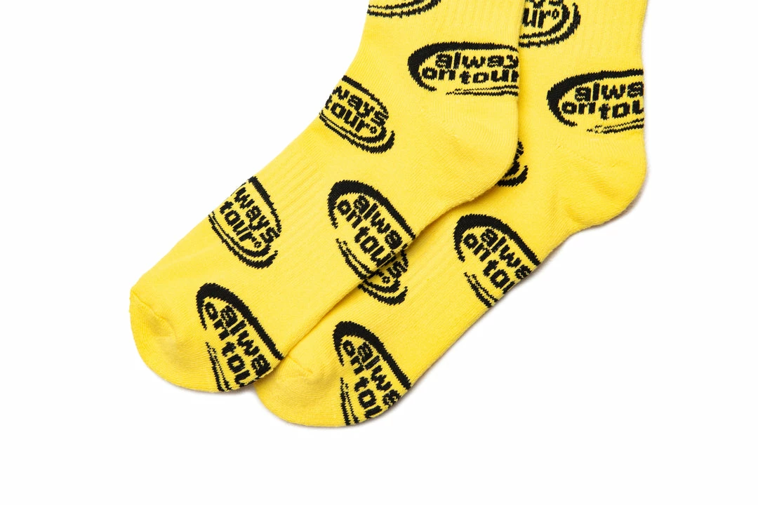 Always On Tour Latest AOT Spinner Socks - Yellow/White 4 Always On Tour Latest AOT Spinner Socks - Yellow/White