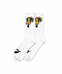 Always On Tour AOT Palm Trees Socks - White