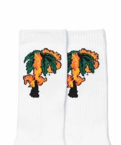 Always On Tour AOT Palm Trees Socks - White