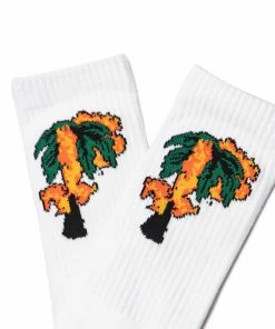 Always On Tour AOT Palm Trees Socks - White