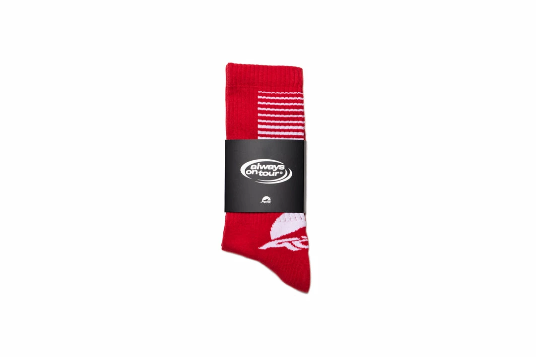 Always On Tour Latest AOT Lo-Fi Socks - Red/White 1 Always On Tour Latest AOT Lo-Fi Socks - Red/White