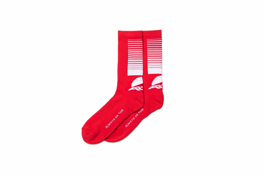 Always On Tour Latest AOT Lo-Fi Socks - Red/White 2 Always On Tour Latest AOT Lo-Fi Socks - Red/White