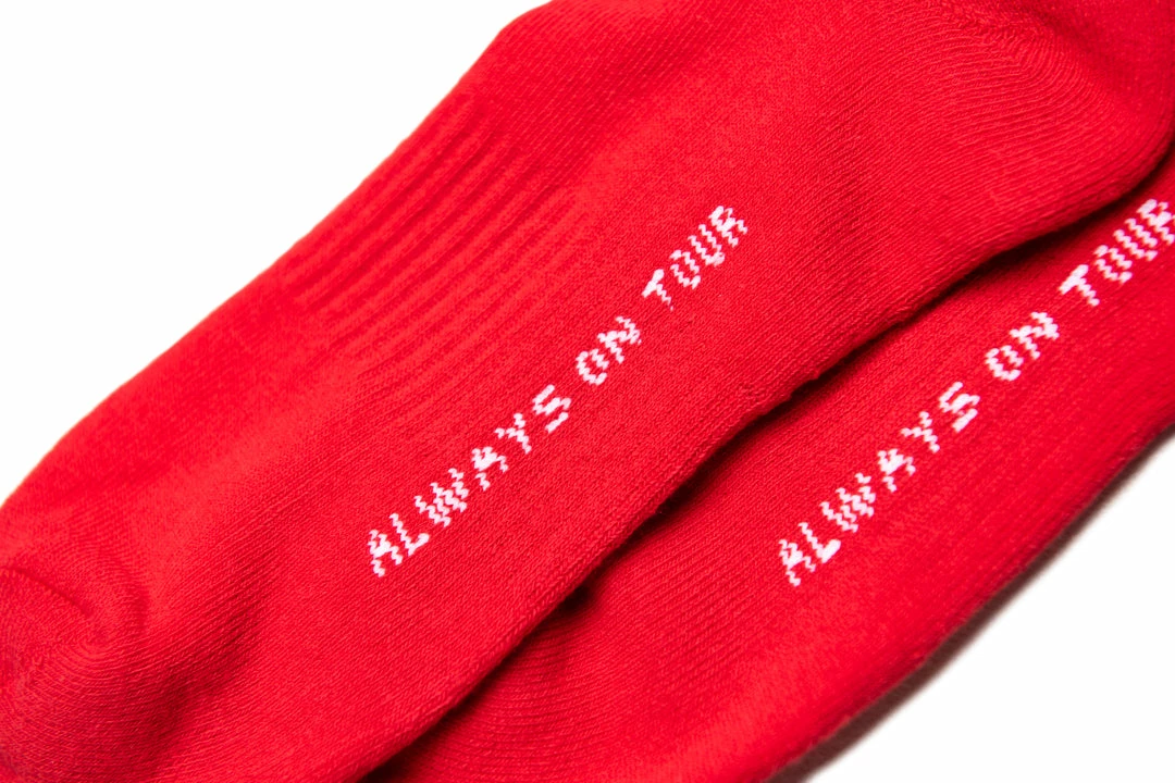Always On Tour Latest AOT Lo-Fi Socks - Red/White 3 Always On Tour Latest AOT Lo-Fi Socks - Red/White
