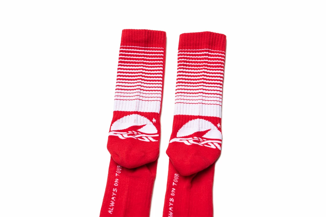 Always On Tour Latest AOT Lo-Fi Socks - Red/White 4 Always On Tour Latest AOT Lo-Fi Socks - Red/White