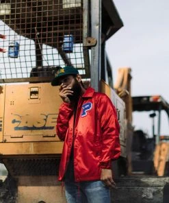 Sneaker Politics Politics X Mitchell & Ness 'As Usual' Satin Jacket - ﻿﻿Red/Royal