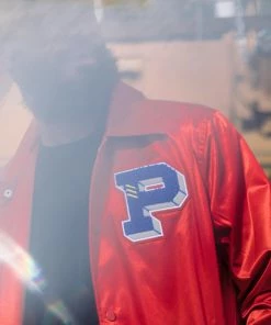 Sneaker Politics Politics X Mitchell & Ness 'As Usual' Satin Jacket - ﻿﻿Red/Royal