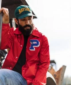 Sneaker Politics Politics X Mitchell & Ness 'As Usual' Satin Jacket - ﻿﻿Red/Royal