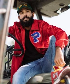 Sneaker Politics Politics X Mitchell & Ness 'As Usual' Satin Jacket - ﻿﻿Red/Royal