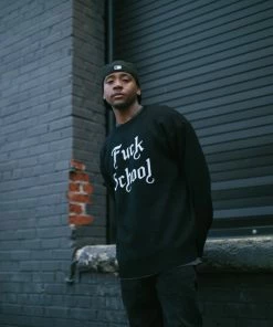 BornxRaised Apparel Born X Raised Fuck School Intarsia Sweater - Black