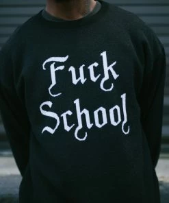 BornxRaised Apparel Born X Raised Fuck School Intarsia Sweater - Black