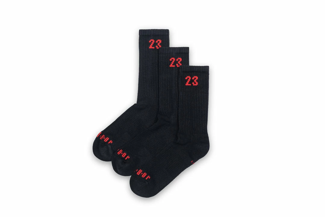 Jordan Brand Jordan Essentials Crew Socks (3-Pack) - Black/Red 1 Jordan Brand Jordan Essentials Crew Socks (3-Pack) - Black/Red