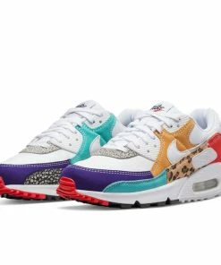 WMNS Nike Air Max 90 SE - White/Light Curry/Habanero Red