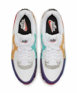 WMNS Nike Air Max 90 SE - White/Light Curry/Habanero Red