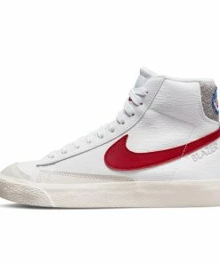 Nike Blazer Mid '77 (GS) - White/Gym Red/Light Smoke Grey