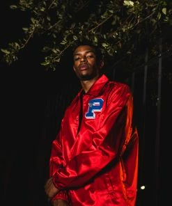 Sneaker Politics Politics X Mitchell & Ness 'As Usual' Satin Jacket - ﻿﻿Red/Royal