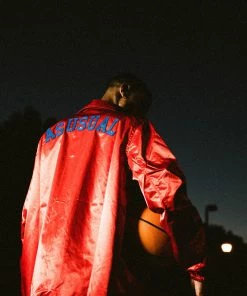 Sneaker Politics Politics X Mitchell & Ness 'As Usual' Satin Jacket - ﻿﻿Red/Royal