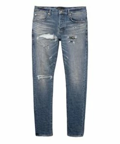 Purple Brand Slim Fit Jeans - Indigo Reflective Repair