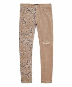 Purple Brand Low Rise Skinny Jean - Corduroy Bandana Print Tan