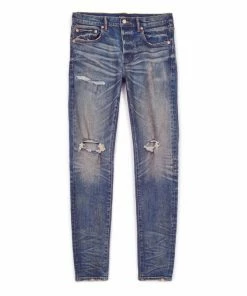 Purple Brand Low Rise Skinny Jean - Mid Indigo Frayed Blowouts