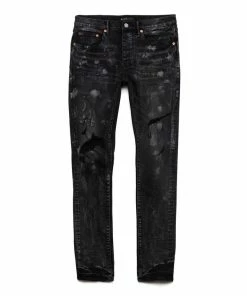 Purple Brand Low Rise Skinny Jean - Super Fade Black Weft Repair