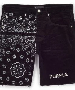 Purple Brand Purple Corduroy Bandana Shorts - Corduroy Bandana Print Black