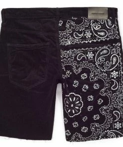 Purple Brand Purple Corduroy Bandana Shorts - Corduroy Bandana Print Black