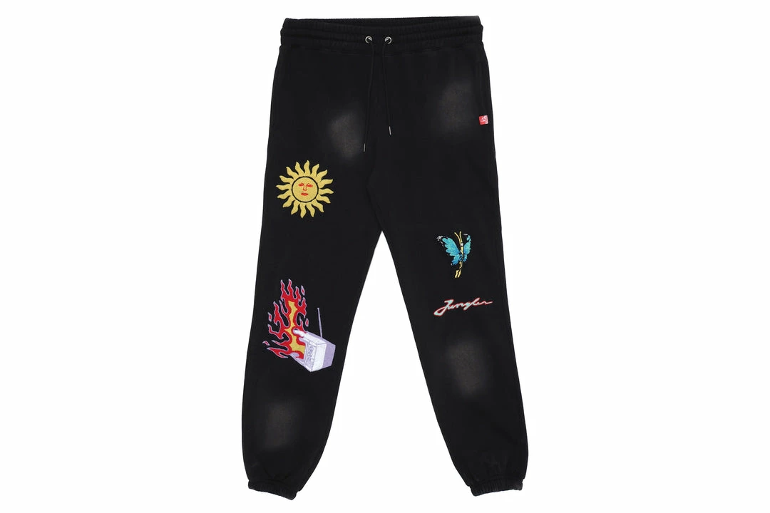Jungles Life Death Rebirth Sweatpants - Black 1 Jungles Life Death Rebirth Sweatpants - Black