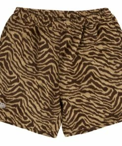 Pleasures Breaker Fuzzy Stripe Shorts - Tan
