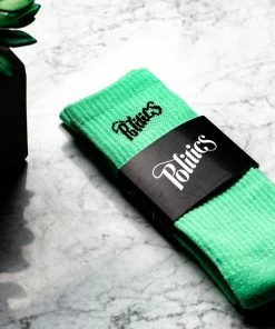 Sneaker Politics Politics Core Script Logo Socks - Slime Green