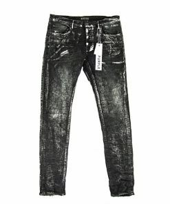 Purple Brand Black Wash Metallic Silver Jeans