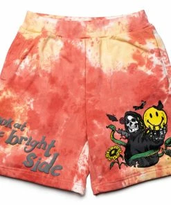 Market Smiley Look At The Bright Side Sweatshorts - Pink Tie-Dye Latest