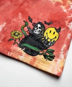 Market Smiley Look At The Bright Side Sweatshorts - Pink Tie-Dye Latest
