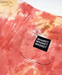 Market Smiley Look At The Bright Side Sweatshorts - Pink Tie-Dye Latest