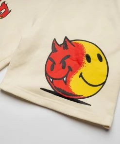 Latest Market Smiley Good Vs Evil Sweatshorts - Cream