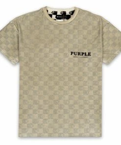 Purple Brand Checker Monogram Tee - Sand