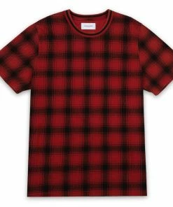 Ovadia & Sons Printed Plaid Tee - Red