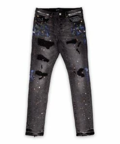 Purple Brand Low Rise Skinny Jean - Black Paint Repair