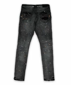 Purple Brand Low Rise Skinny Jean - Black Paint Repair