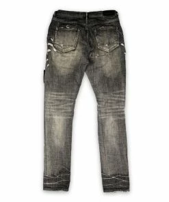Purple Brand Low Rise Skinny Jean - Grey Black Patched