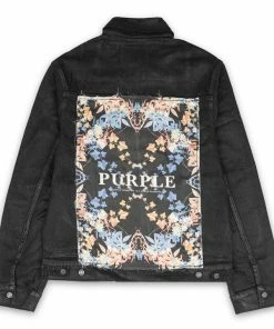 Purple Brand Bandana Trucker Denim Jacket - Black Tar