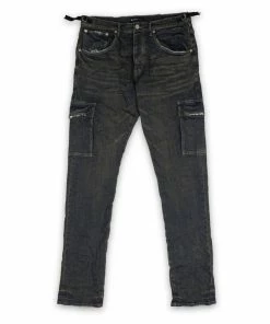 Purple Brand Mid Rise Slim Cargo Jean - Indigo Dirty Grey Resin