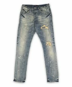 Purple Brand Mid Rise Slim Jean - Bandana Patch Pocket Indigo